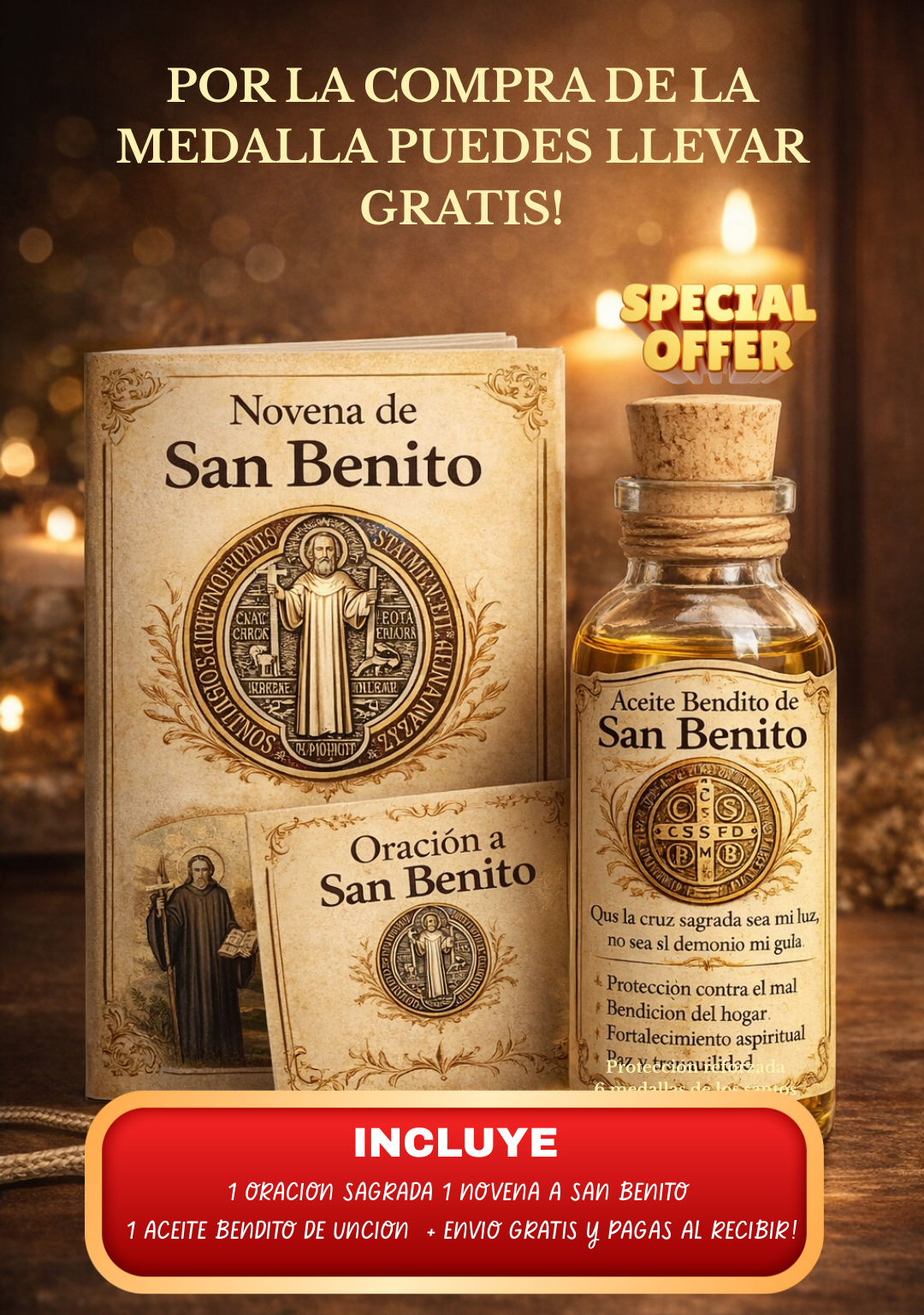 MEDALLA DE SAN BENITO PROTECTORA DE TODO MAL