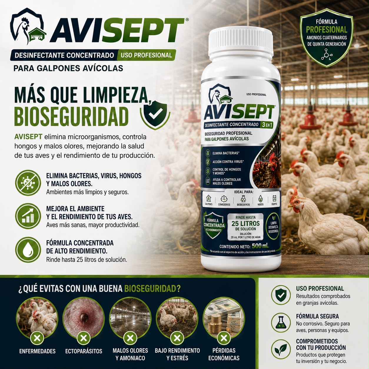 AVISEPT DESINFECTANTE CONCENTRADO PARA AVES
